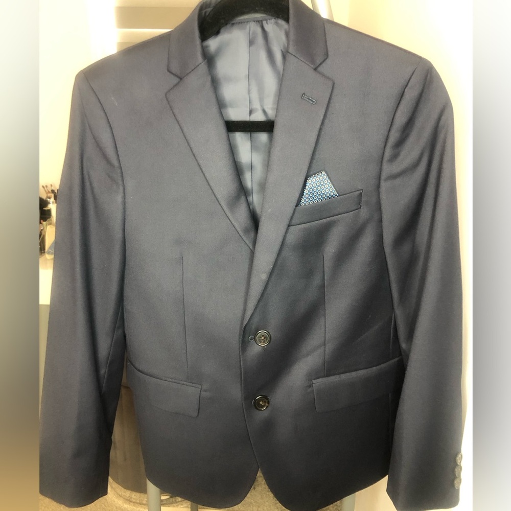 LAUREN RALPH LAUREN 3PC SUIT DEEP BLUE FIT SLIM FIT PANT